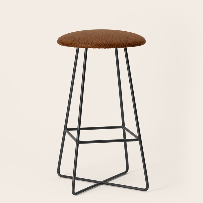 Mid Century Modern Fine Weave Minimalist Retro Woven Pattern In Brown Stool