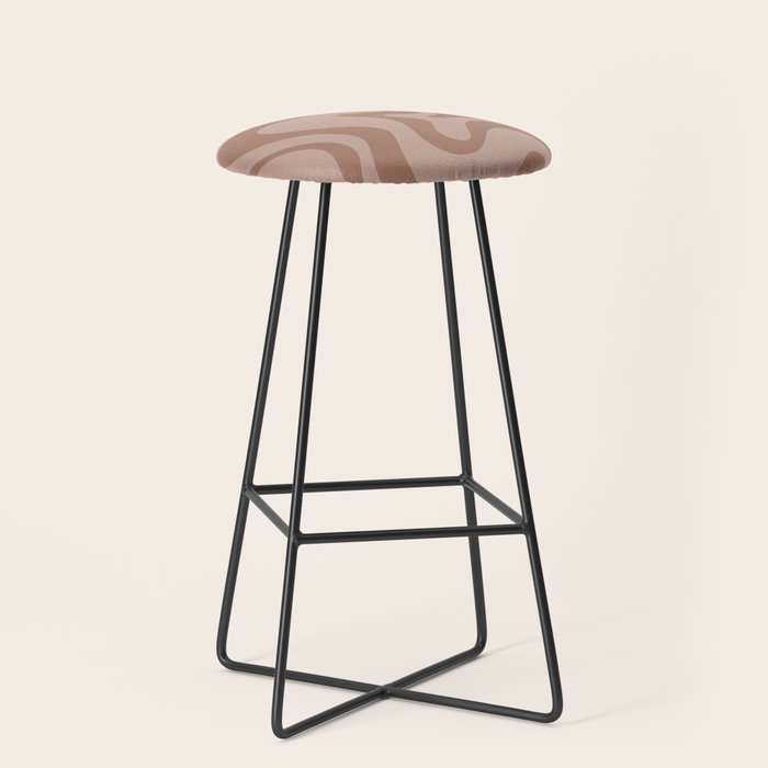 Retro Liquid Swirl Abstract Pattern In Double Mocha Stool