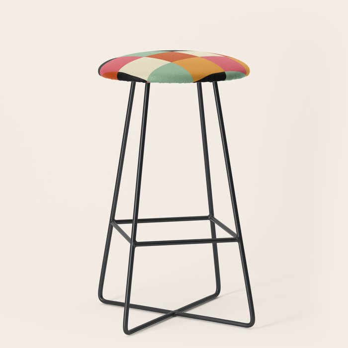 Bold Colorful Checks Pattern - Large Xviii Stool