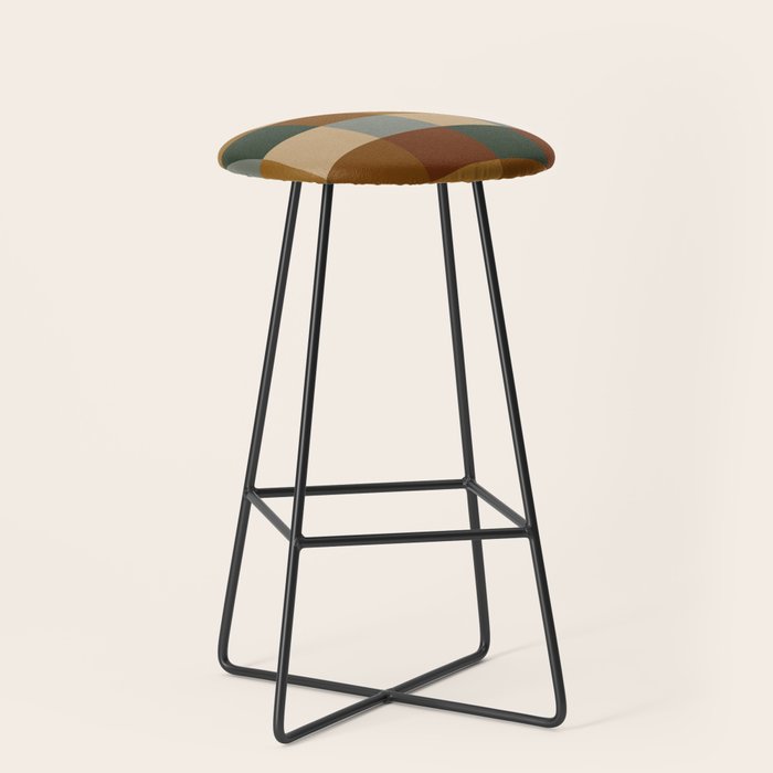 Bold Earthy Checks Pattern - Large Vi Stool