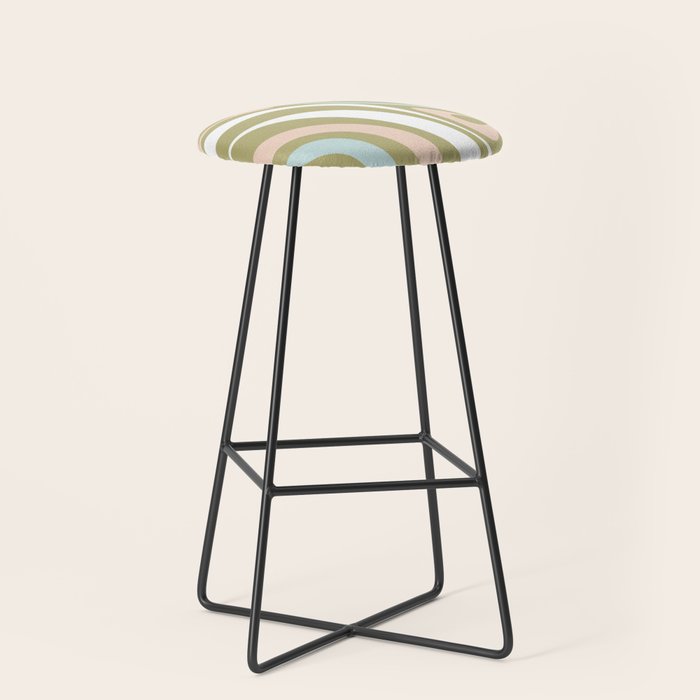 Retro Abstract New Groove Swirl Pattern Soft Sage Green Light Blue Stool