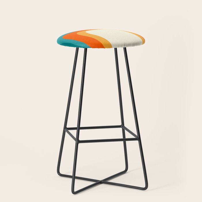 Mid-Century Modern Rainbow Teal Yellow Orange Stool