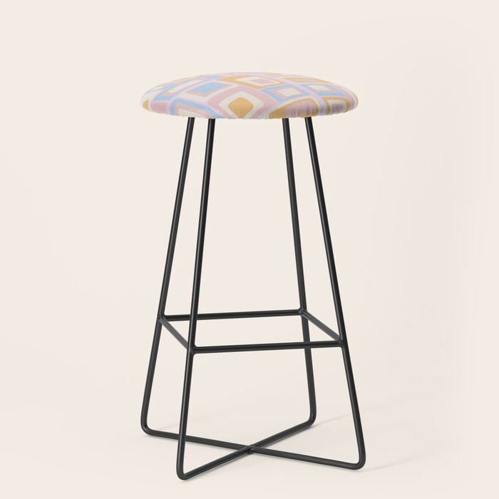 Mid Century Mod Squares Pastel Beach Palette Stool