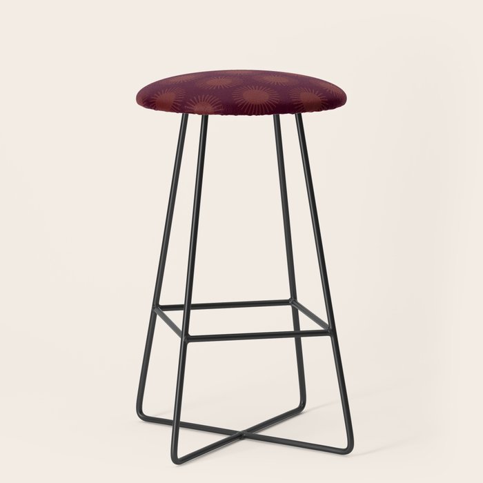 Boho Summer Sun Pattern Xiii Dark Maroon Red Stool