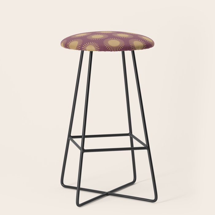 Boho Summer Sun Pattern Xi Mauve And Neutral Yellow Stool