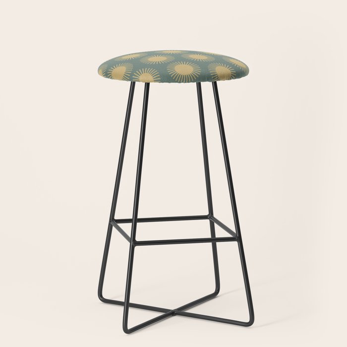 Boho Summer Sun Pattern Xvi Neutral Earthy Sage Yellow Stool