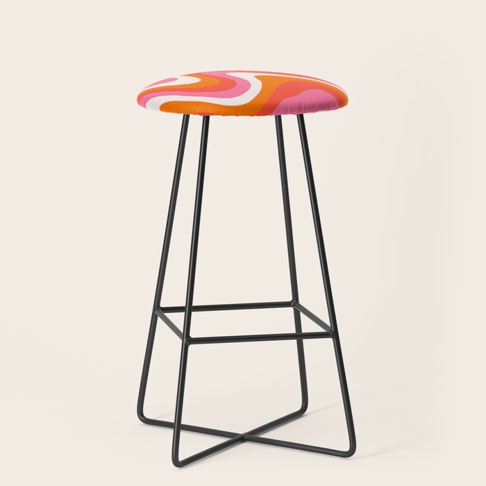 Retro Pink And Orange 70s Abstract Stool
