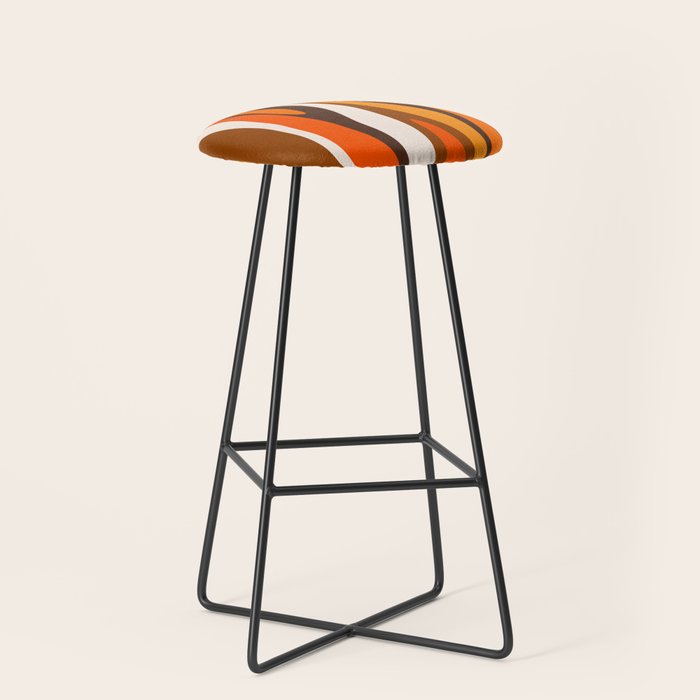 Wild Stripes Abstract Pattern In 70s Brown And Orange Stool