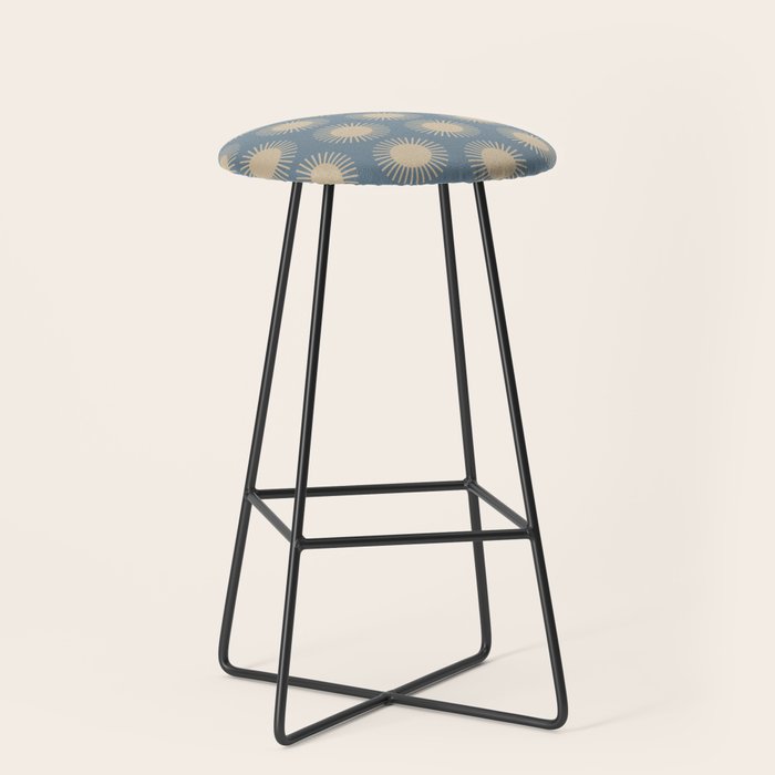 Boho Summer Sun Pattern Xvii Blue And Beige Stool