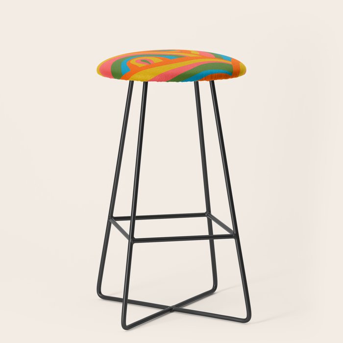 Retro 70s Psychedelic Abstract Pattern Stool