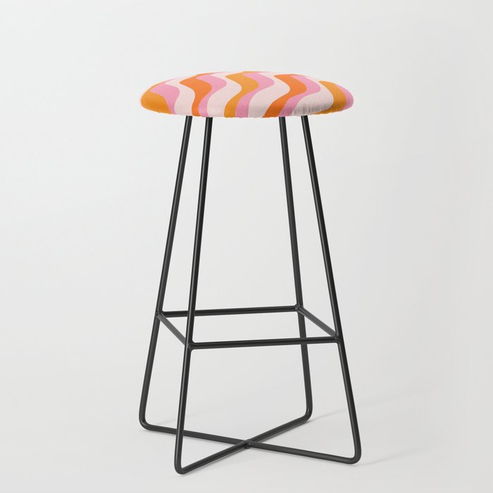 Zebra Stripes Abstract Lines Sunshine Retro Colorful Pink Orange Colors Boho Swirl Modern Pattern Stool