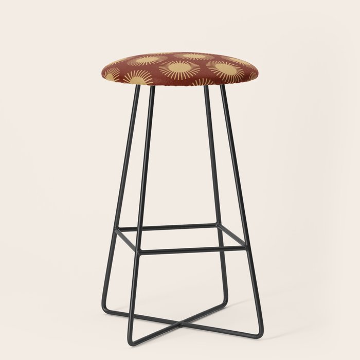 Boho Summer Sun Pattern Iii Brick Red Stool