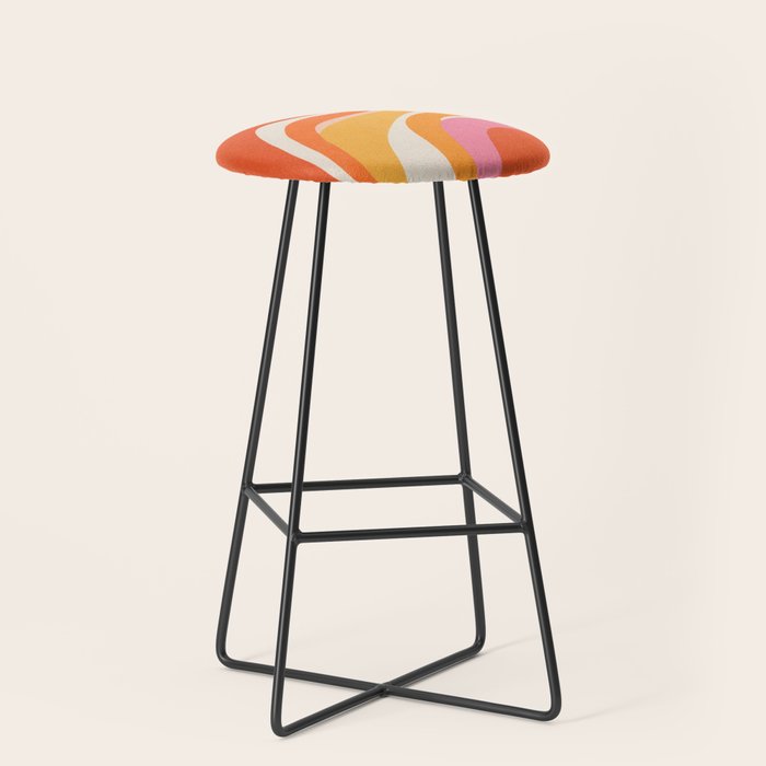 Bold Pink And Orange Groovy Swirl Abstract Pattern 70s Stool