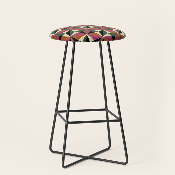 Kaleidoscope Tile Pattern Xii Bold Bauhaus Colors Stool