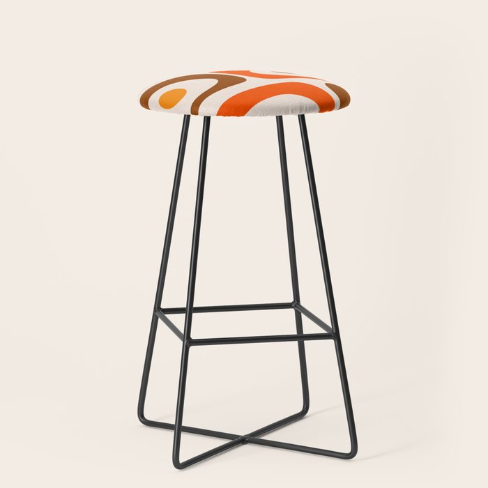 Retro 70s Minimalist Mid Century Modern Piquet Abstract In 1970s Brown And Orange Tones Stool