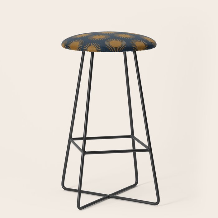 Boho Summer Sun Pattern Vii Navy Blue Burnt Orange Stool