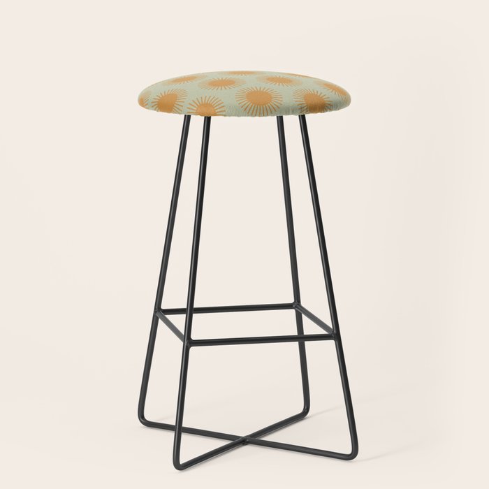 Boho Summer Sun Pattern Viii Sage And Orange Stool