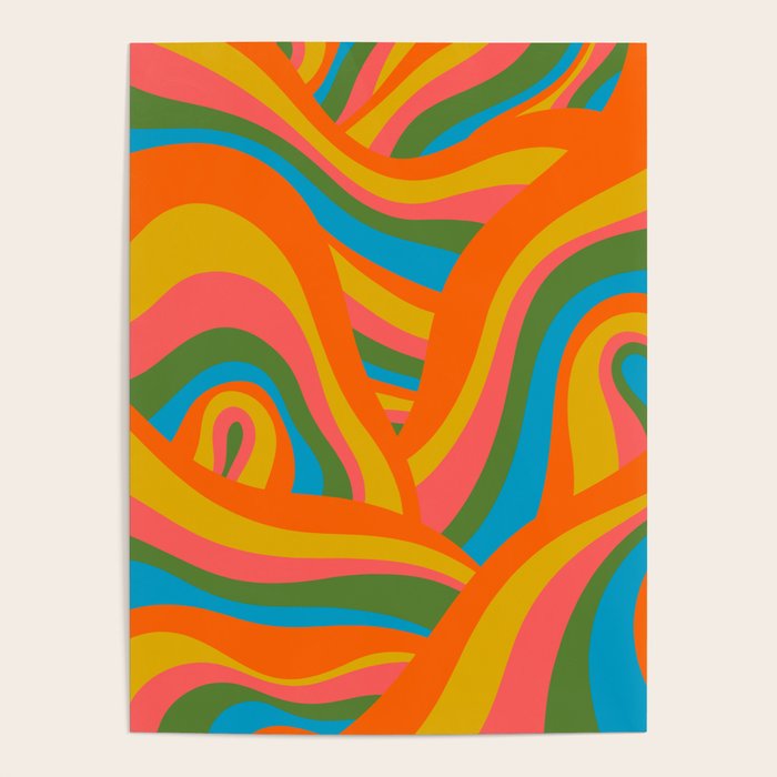 Retro 70s Psychedelic Abstract Pattern Poster