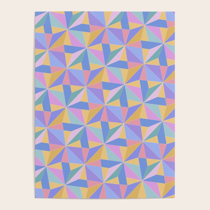 Kaleidoscope Tile Pattern V Bright Pastel Poster