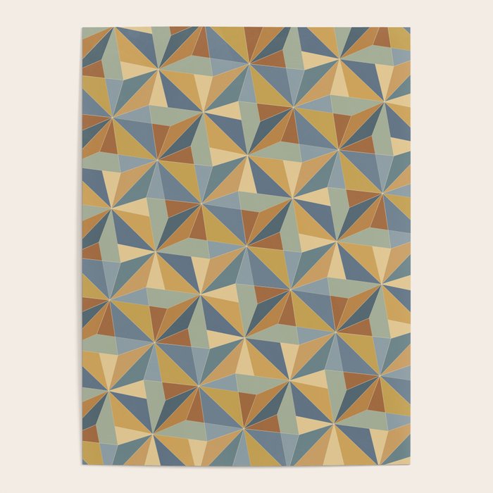 Kaleidoscope Tile Pattern Iii Warm Earthy Summer Poster