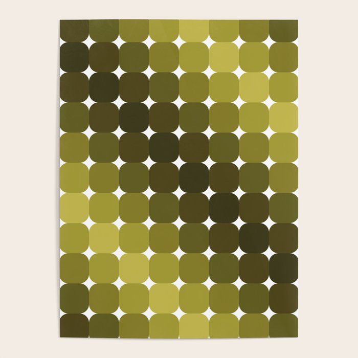 Retro Rounded Rectangle Gradient - Green Poster