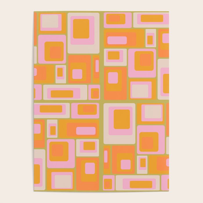 Midcentury Mod Squares 70s Tv Set Palette Poster