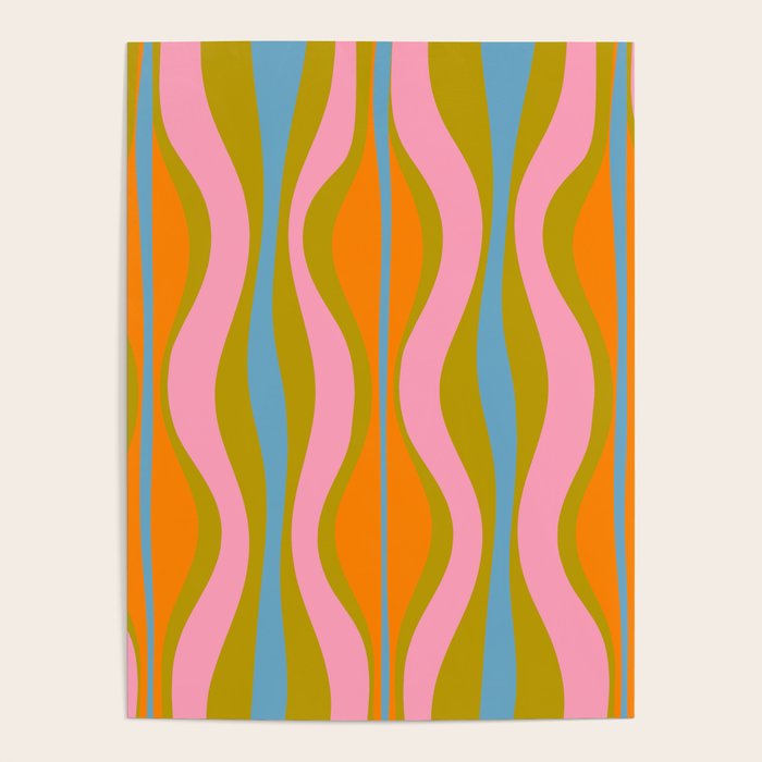 Retro Hourglass Abstract Groovy Colorful Eclectic Pattern Poster