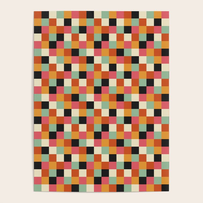 Bold Colorful Checks Pattern - Small Xviii Poster