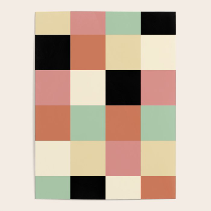 Bold Retro Checks Pattern - Large Xxxiv Poster
