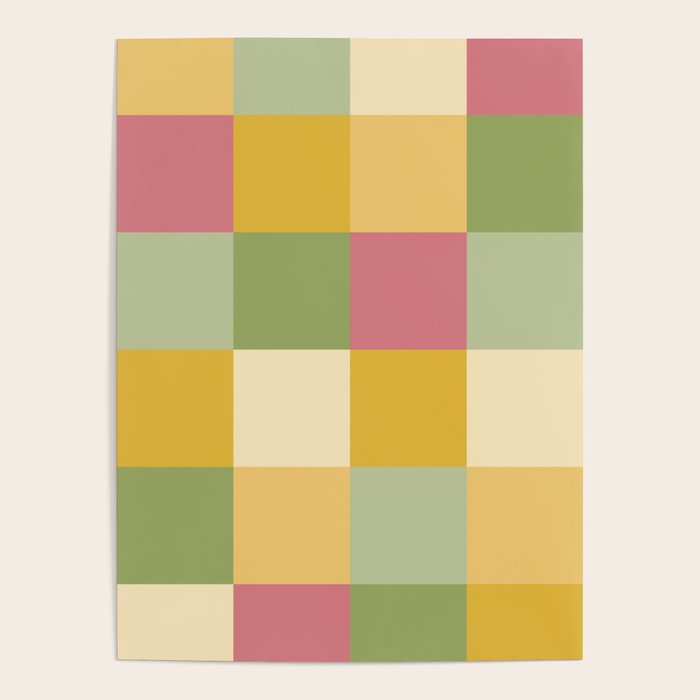 Bold Vintage Checks Pattern - Large Xix Poster