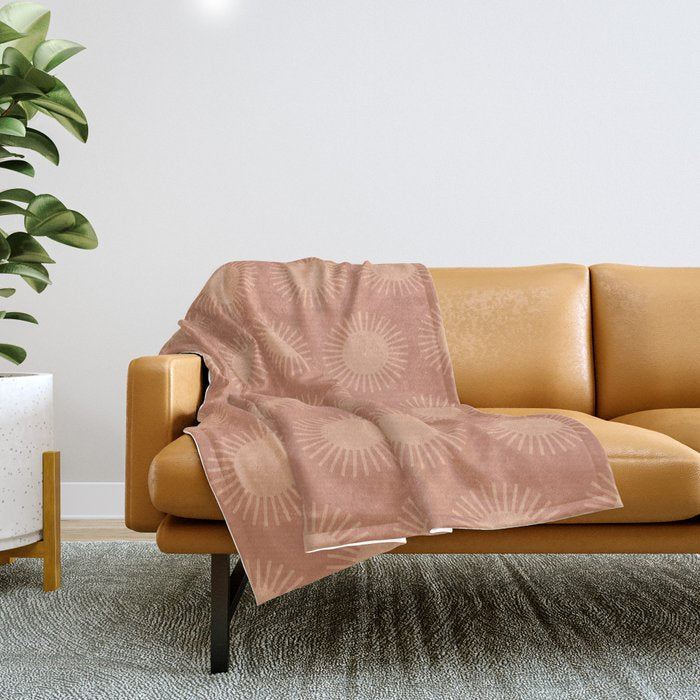 Boho Summer Sun Pattern Xii Peach Throw Blanket
