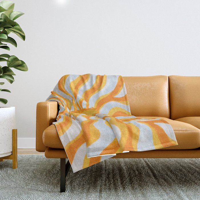 Radiant Sunburst Retro 70s Groovy Sunshine Vibes In Bold Orange And Yellow Throw Blanket