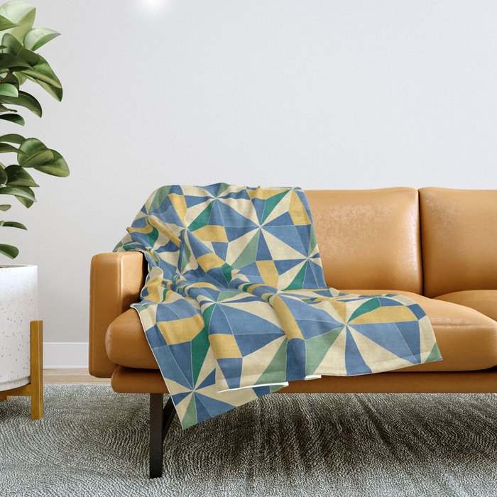 Kaleidoscope Tile Pattern Xv Bold Colorful Summer Throw Blanket