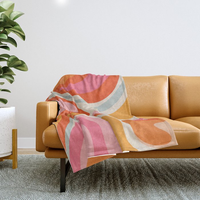 Psychedelic 70s Swirl Pattern - Retro Groovy Abstract Wave Throw Blanket