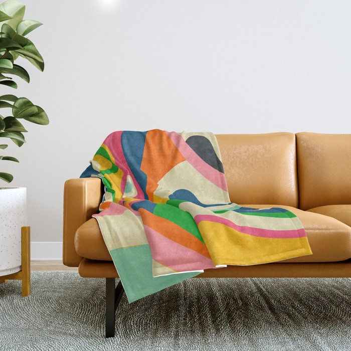 Colorful Mid Century Abstract  Throw Blanket