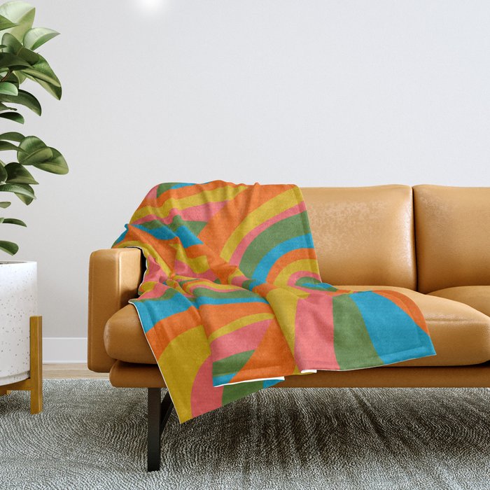 Retro 70s Psychedelic Abstract Pattern Throw Blanket