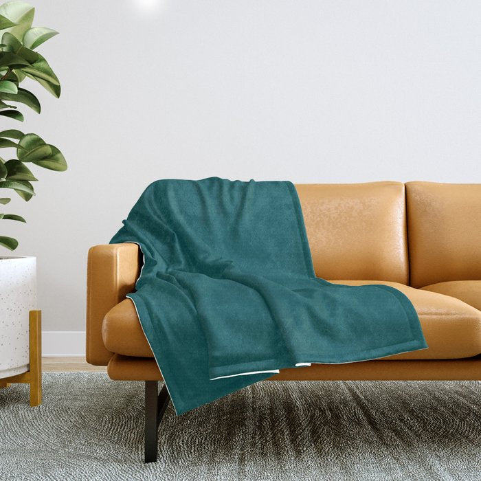 Botanical Teal Green Solid Color Throw Blanket
