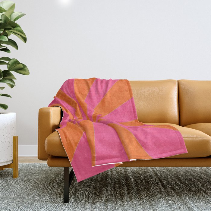 Orange And Hot Pink Starburst Throw Blanket