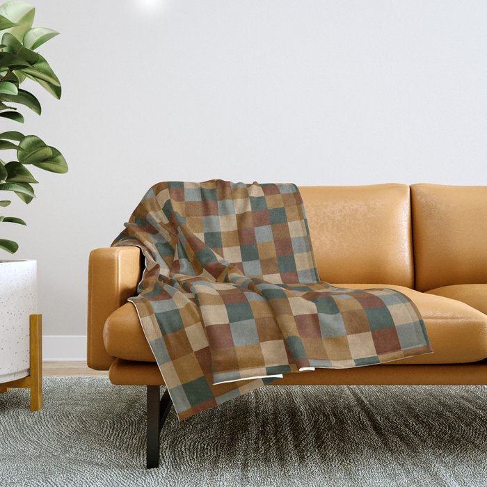 Bold Earthy Checks Pattern - Small Vi Throw Blanket