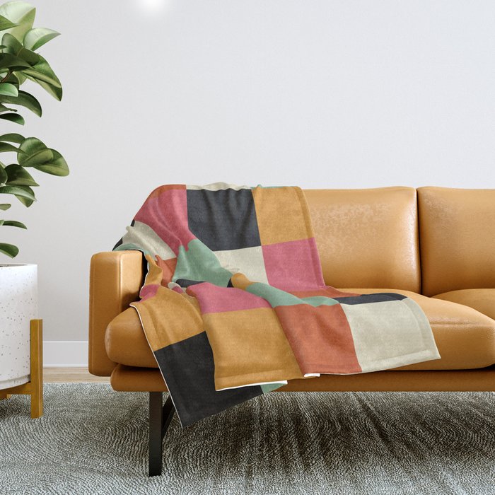 Bold Colorful Checks Pattern - Large Xviii Throw Blanket