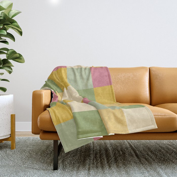 Bold Vintage Checks Pattern - Large Xix Throw Blanket