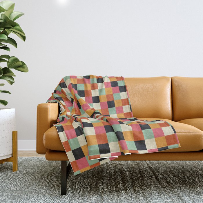 Bold Colorful Checks Pattern - Small Xviii Throw Blanket