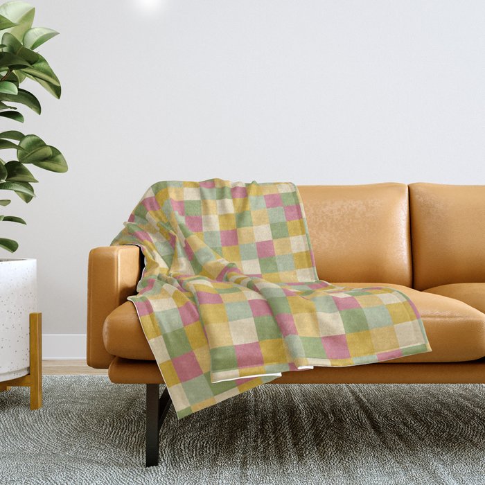 Bold Vintage Checks Pattern - Small Xix Throw Blanket