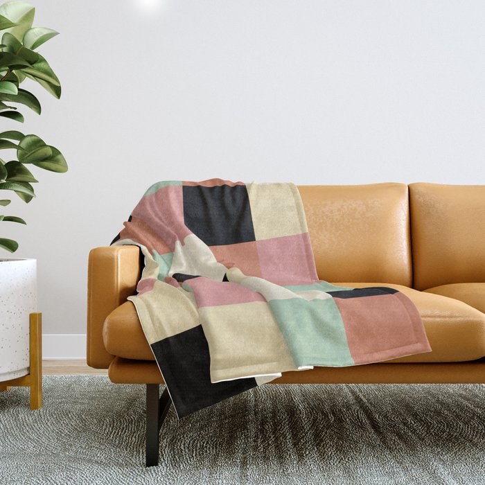 Bold Retro Checks Pattern - Large Xxxiv Throw Blanket