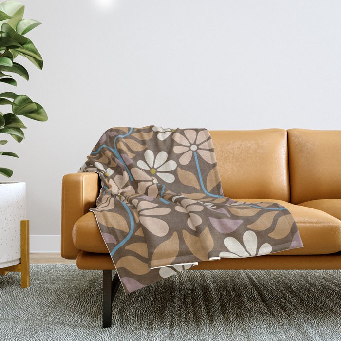 Retro Floral Pattern Bloom Throw Blanket