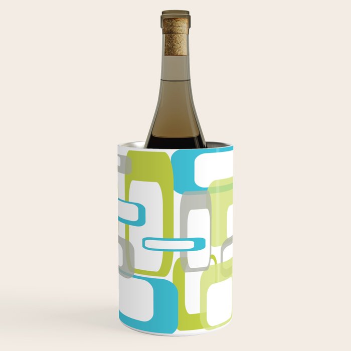 Mid-Century Modern Rectangle Design Blue Green And Gray Wine Chiller