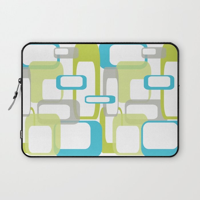 Mid-Century Modern Rectangle Design Blue Green And Gray Laptop Sleeve