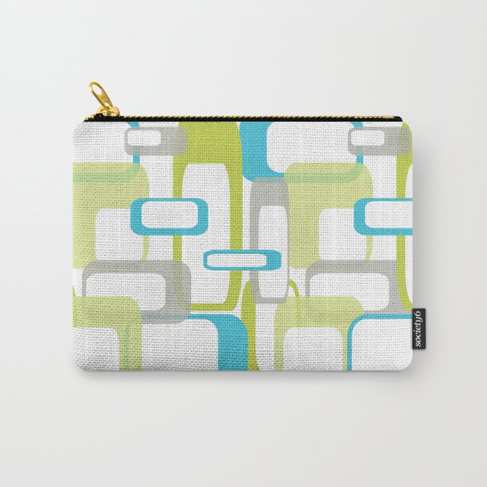 Mid-Century Modern Rectangle Design Blue Green And Gray Carry All Pouch