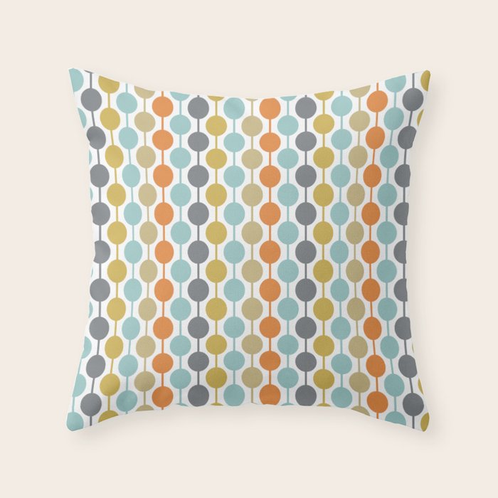 Retro Circles Mid Century Modern Background Throw Pillow