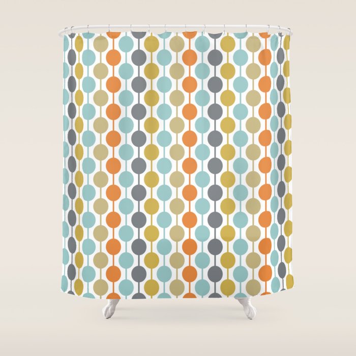 Retro Circles Mid Century Modern Background Shower Curtain